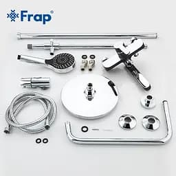 Душова система Frap F2442, поворотний вилив - перемикач на лійку, 3 режими, чорний/хром, Чорний матовий - мініатюра 5