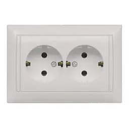 Розетка встраиваевая двойная с заземлением закал.керам. Primera белая 3008 LUXEL
