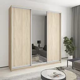 Шкаф-купе трехдверный MebelStar Комбо AL 2ДСП/Зеркало 230x60x240 см Дуб сонома (MBS-2129)