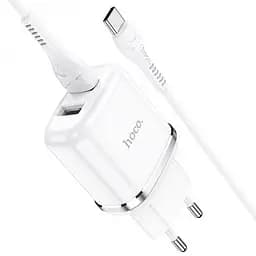Мережевий зарядний пристрій Hoco N4 Aspiring 2 USB 2.4 A Type-C Білий - мініатюра 2