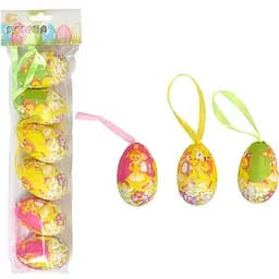 Набір яйця декоративні з стрічкою, 6 см, 6 шт., HA-572