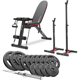 Набор Hop-Sport Strong 69кг со скамейкой HS-1030 и стойками 1002L
