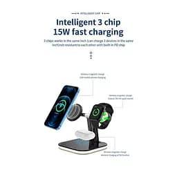 Бездротова зарядна підставка 3-in-1 LED Magnetic wireless charger JYD-WC101 чорна - мініатюра 3