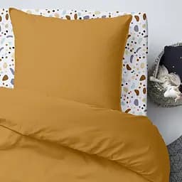 Дитяча постільна білизна в ліжечко CURCUMA CS1, гірчичний (Ranfors16_Mustard_StoneColor_140) - мініатюра 2