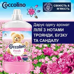 Концентрований кондиціонер для білизни Coccolino Свіжість та м'якість Шовковиста лілія з нотами троянди, бузку та сандалу 1702 мл - мініатюра 7