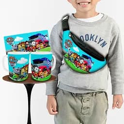 Набір: дитяча сумка-бананка+кружка Щенячий патруль 32х15см, бананка для хлопчика через плече на подарунок (01020)