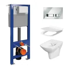 Інсталяція Cersanit Aqua 22 з кнопкою MOVI та унітазом CARINA CLEAN ON з сидінням Slim 30412 - мініатюра 3