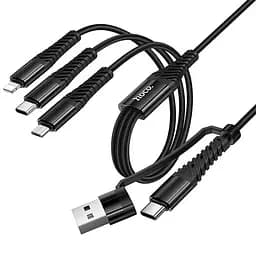 Кабель Hoco X123 Victory 3-в-1 Type-C – Lightning/Type-C/MicroUSB 3A (1 м) Черный