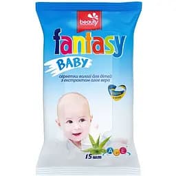 Серветки вологі Fantasy Baby з екстрактом алое вера 15 шт.
