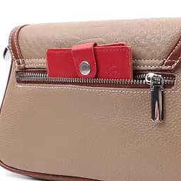 Стильна сумка жіноча з фактурним клапаном з натуральної шкіри Vintage 22620 бежева - мініатюра 9
