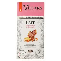 Шоколад молочний Villars з фундуком та шматочками печива 180 г