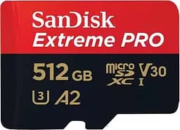 Карта пам'яті microSD 512GB C10 UHS-I U3 R200/W140MB/s Extreme Pro V30 + SD SanDisk teh0013300