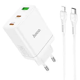 МЗП Hoco N33 Start PD35W (1USB-A/2C) + кабель Type-C to Lightning White