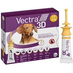 Краплі на холку Ceva VECTRA 3D (Вектра 3D) від зовнішніх паразитів для собак від 1,5 до 4 кг – 3 піпетки