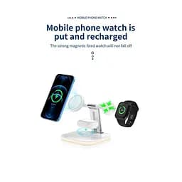 Зарядний пристрій Qi 3in1 LED Magnetic wireless charger JYD-WC101 15W Max білий - мініатюра 3