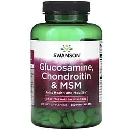 Глюкозамін, хондроїтин і МСМ Swanson Mini Tabs 360 таблеток