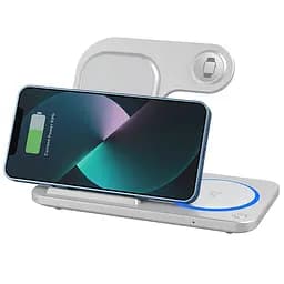 БЗП WIWU Wi-W020 3 in 1 wireless charger White - мініатюра 4