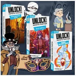 Настольная игра Lords of Boards Unlock! Короткие приключения. Тайны бабушкиных рецептов + Пробуждение мумии + Полет ангела (укр.) (LOB2348UA+1)
