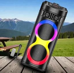 Переносна колонка караоке ZQS-6220 Bluetooth акустична система з мікрофоном та підсвічуванням 20 Вт USB Чорний - мініатюра 6