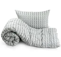 Набор Руно одеяло 140х205 + подушка 50х70 силиконовый Grey Braid 924.52_Grey Braid