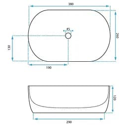 Умивальник Rea Amelia Mini 38x26 stone matt (REA-U9109), Матова - мініатюра 6