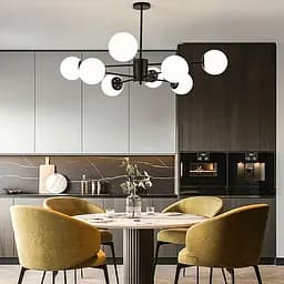 Мінімалістична люстра на 8 білих матових плафонів Line.F CD 111/8 BK