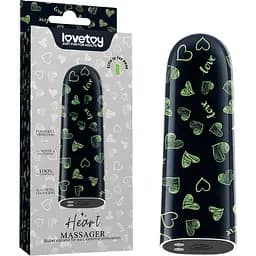 Вибратор для клитора Lovetoy Heart Massager Glow In The Dark 8.5 см черный