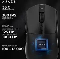 Игровая мышь Ajazz AJ-139B MC V2 Wireless/Bluetooth/USB ESports Gaming 12000dpi 35G Black - мініатюра 7