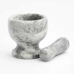 Ступка с пестиком керамическая с дизайном под мрамор, Kitchen Master Серый 87663