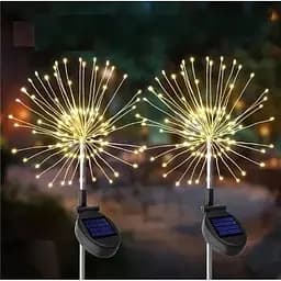 Світильник газонний Феєрверк на сонячній батареї 120LED 40 ліній теплий білий 2 шт