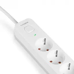 Мережевий подовжувач Videx Oncord з/з 3 п 3 м (3x1.5 мм) 2.4А 2USB+USB-C з кнопкою білий (VF-PD33G2U1C-W) - мініатюра 5
