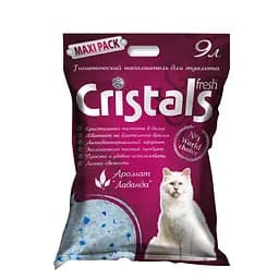 Силикагелевый наполнитель Cristals Fresh для кошачьего туалета с ароматом лаванды 9 л