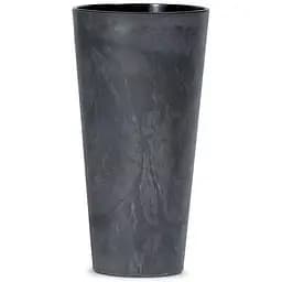Горщик для квiтiв Prosperplast Tubus Slim Effect круглий з вкладишем, 300 мм, антрацит мармуровий (66558-433)