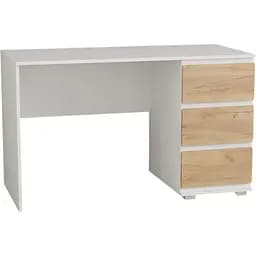 Стіл комп'ютерний на 3 ящики з ДСП, 11 кольорів II S-04 білий+дуб крафт