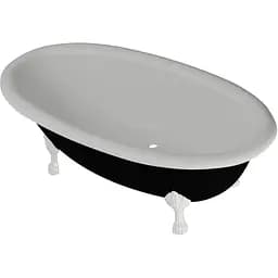 Ванна окремостояча матова Amdcon Olmpa 180x90 чорна з литого каменю білі ніжки OLMPA_180_nzhk_BLACK_MAT Чорний матовий