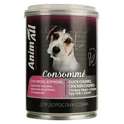 Влажный корм для собак AnimAll консоме с уткой, курицей, куриным сердцем и куриным желтком 375 г