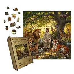 Дерев'яний фігурний пазл Ліс Просвіти, А2, Дерев'яна коробка 300+ елементів