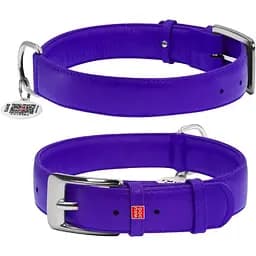 Ошейник для собак Waudog Glamour кожаный с QR паспортом, без украшений, L, Ш 35 мм, Дл 46-60 см (4820152561022)