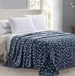 Плед-покрывало Велсофт Star Night 150x220 см, темно-серое со звездами, мягкий флисовый плед для кровати и дивана