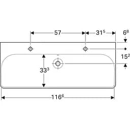 Раковина Geberit Smyle Square 120x48 на 2 змішувача 500.253.01.1, Білий - мініатюра 4