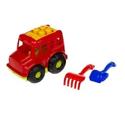 Ігровий набір для пісочниці Автобус "Бусик" №1 Colorplast 0084 лопатка та грабельки Червоний