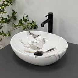 Умивальник VBI Parma carrara glossy накладний VBI-011025, Мрамор - мініатюра 4