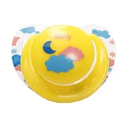 Пустышка силиконовая Курносики Я люблю маму, ортодонтическая, с колпачком, 6-12 мес., желтый (7116 Жов)