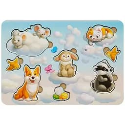 Деревянный пазл-вкладыш Звери-1 Ubumblebees (ПСФ048) PSF048, 8 элементов