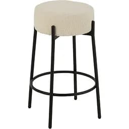 Барний стілець J-LINE з тканини букле білого кольору висота 67 см (50850)