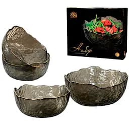 Набор салатников S&T 7 шт. ломаный край агат золотой кант (9292-2)