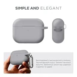 Силіконовий чохол для навушників Apple AirPods Pro 2 2022, Hang Case, сірий, ультратонкий захисний кейс товщиною 2 мм, захист від подряпин, пилу та ударів, компактний, з карабіном для кріплення, ArmorStandart (ARM68587) - мініатюра 2