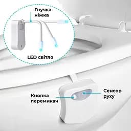 Світлодіодне підсвічування для унітазу з датчиком руху від батарейок - мініатюра 7
