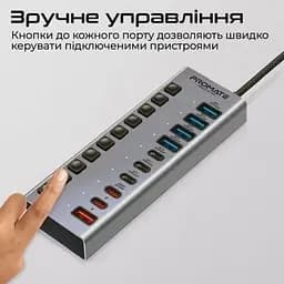 Концентратор Promate USB-C 10-in-1 5xUSB-C + 5xUSB gray (gegahub-5g) - мініатюра 4