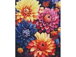 Алмазна мозаїка Ideyka Барвисті жоржини (40х50 см)